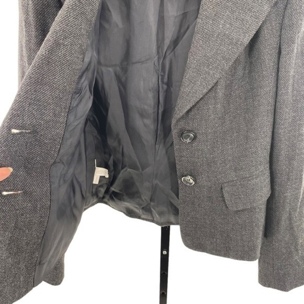 Ann Taylor Womens 0 Charcoal Tweed Blazer Wool Blend - Picture 5 of 8